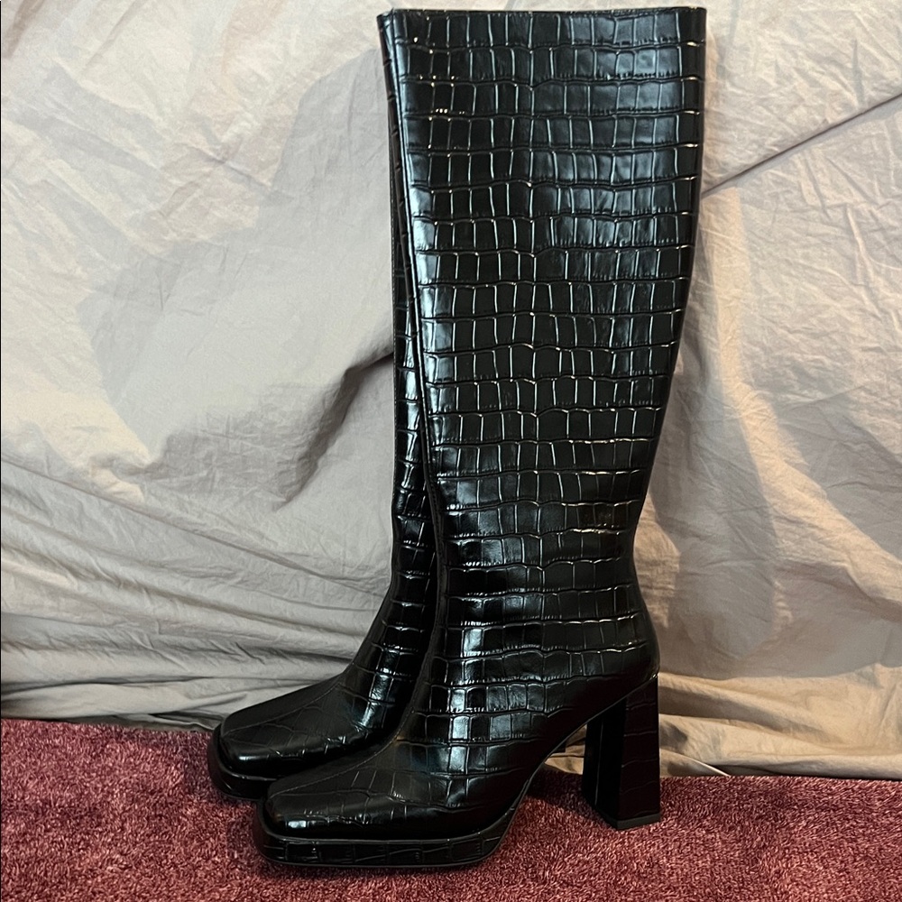 Jeffery Campbell (7) black to the knee croco